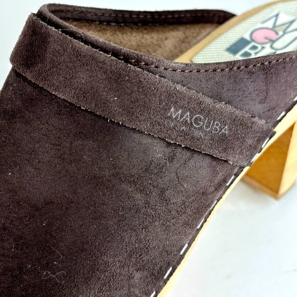 Maguba Brown Suede Clogs - Handmade Swedish Design Size 39 - Picture 4 of 8